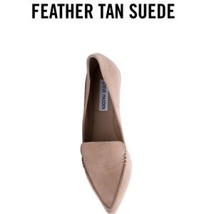 Steve Madden Feather Tan Suede Loafer Slides, Size 38